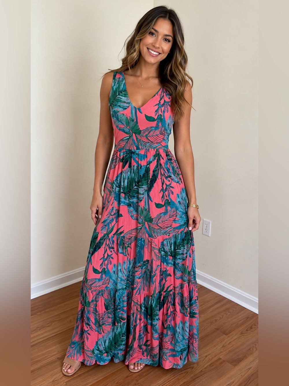 Nicole Miller Tropical Floral Maxi Dress Size 2 NWT